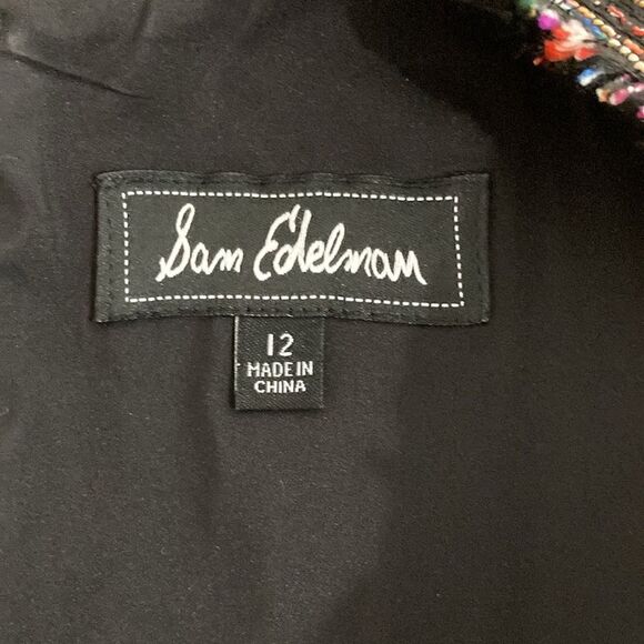 Sam Edelman Women's 12 Dress Sleeveless Black Rainbow Tweed Shift Workwear - Picture 6 of 8